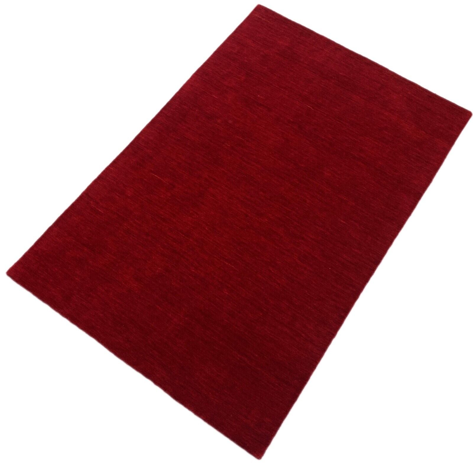 Rot Teppich 100% Wolle Gabbeh 120x180 cm Handgewebt einfarbig gefärbt G543