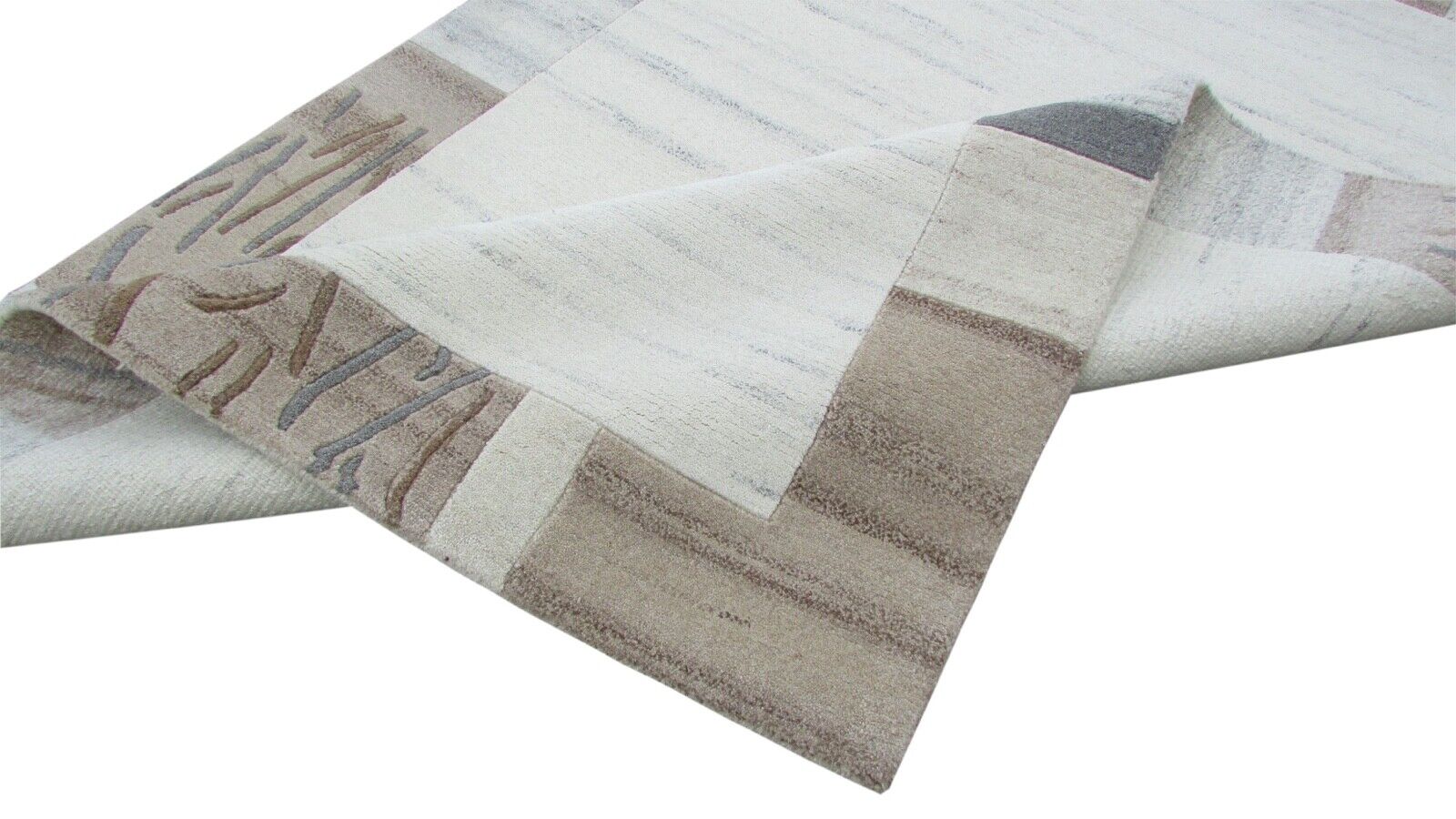 Nepal Teppich Handgeknüpft Beige Braun 100% Wolle Orientteppich 159x223 cm N-27