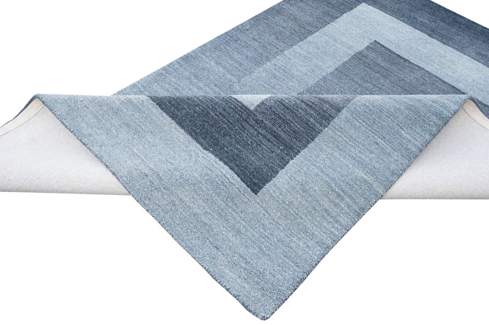 Blau 160X230 cm Teppich 100% Wolle Beige Orientteppich Handgetuftet HT410