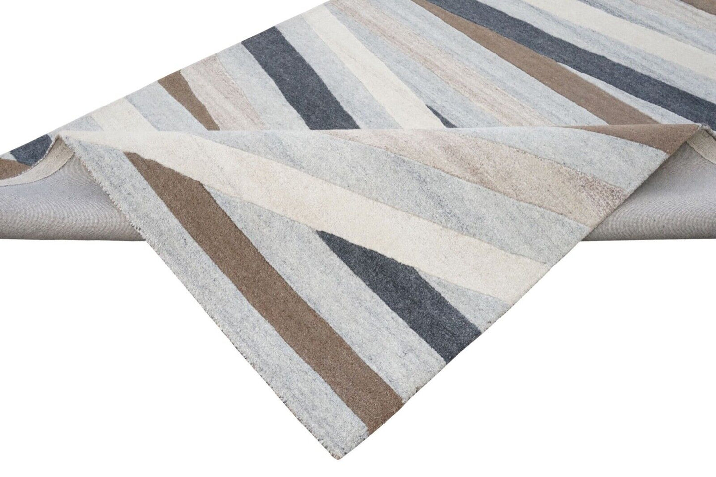 Beige Braun Teppich 100% Wolle 160X230 cm Orientteppich Handgetuftet HT412