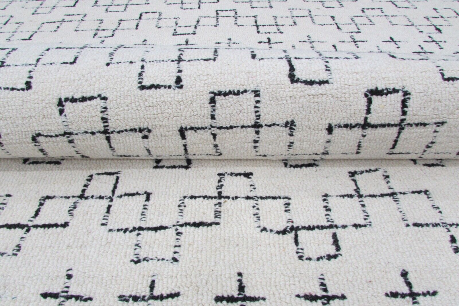 Handarbeit Beige Blau Teppich 100% Wolle 150X230 cm Handgetuftet T822