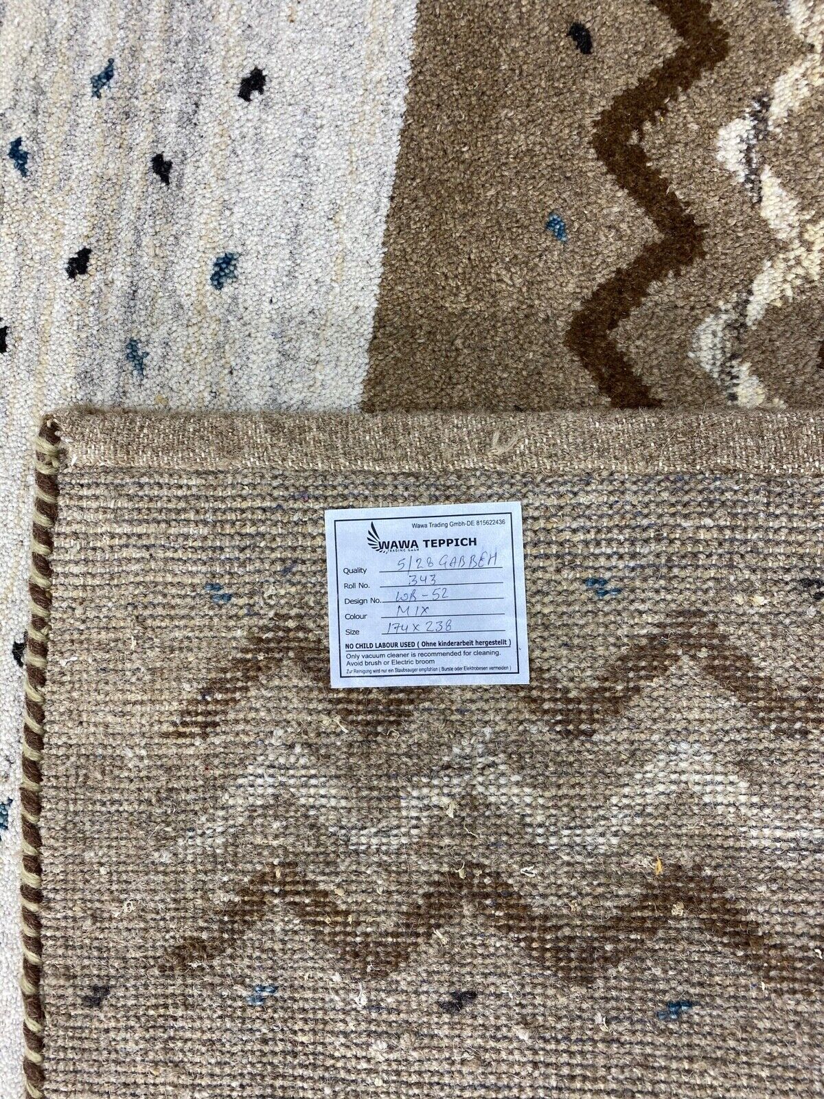 Gabbeh Teppich 100% Wolle Beige Braun Elfenbein Handgeknüpft 174X238 cm WR52