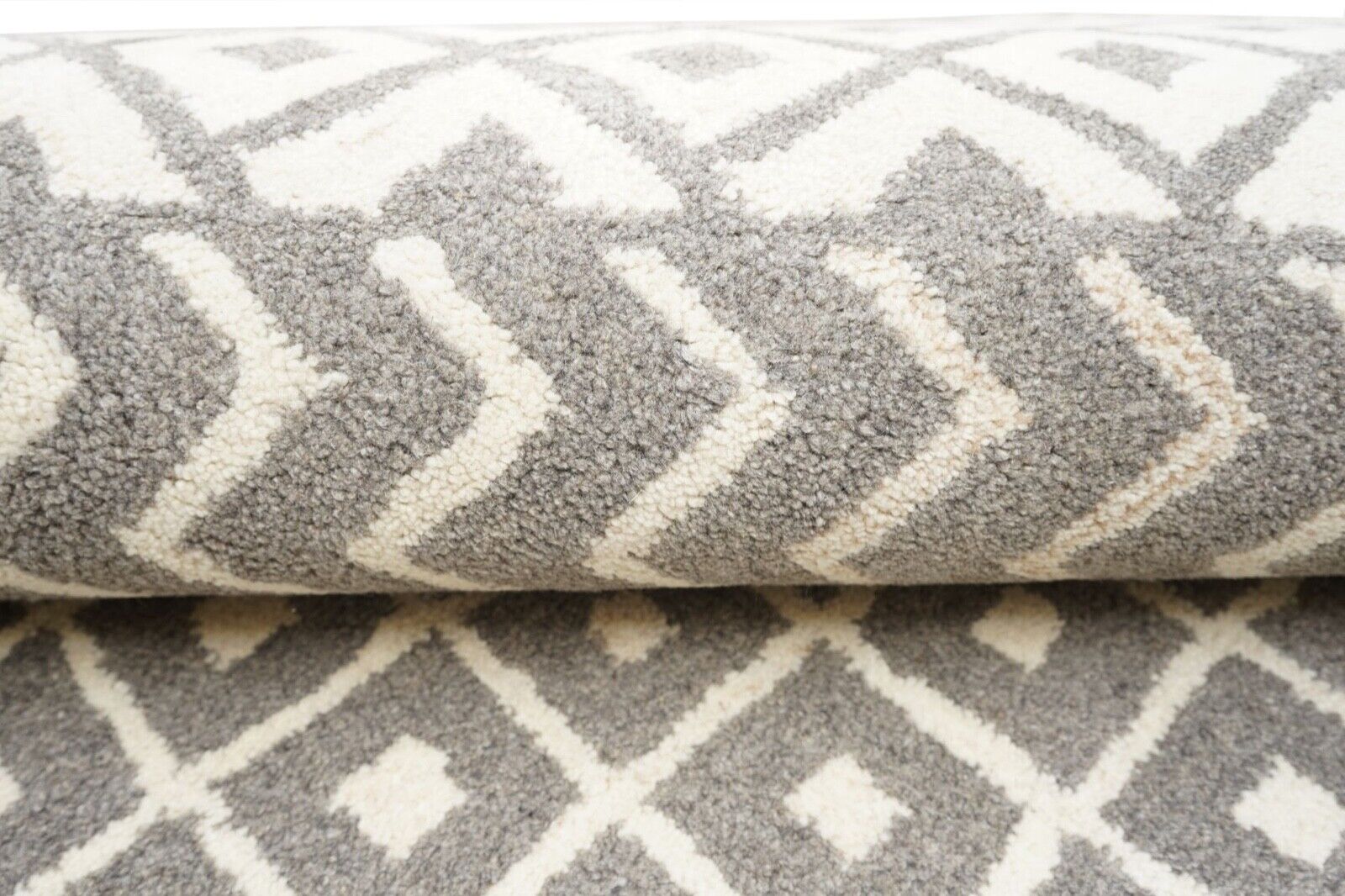 Grau Beige 160X230 cm Teppich 100% Wolle Orientteppich Handgetuftet HT180