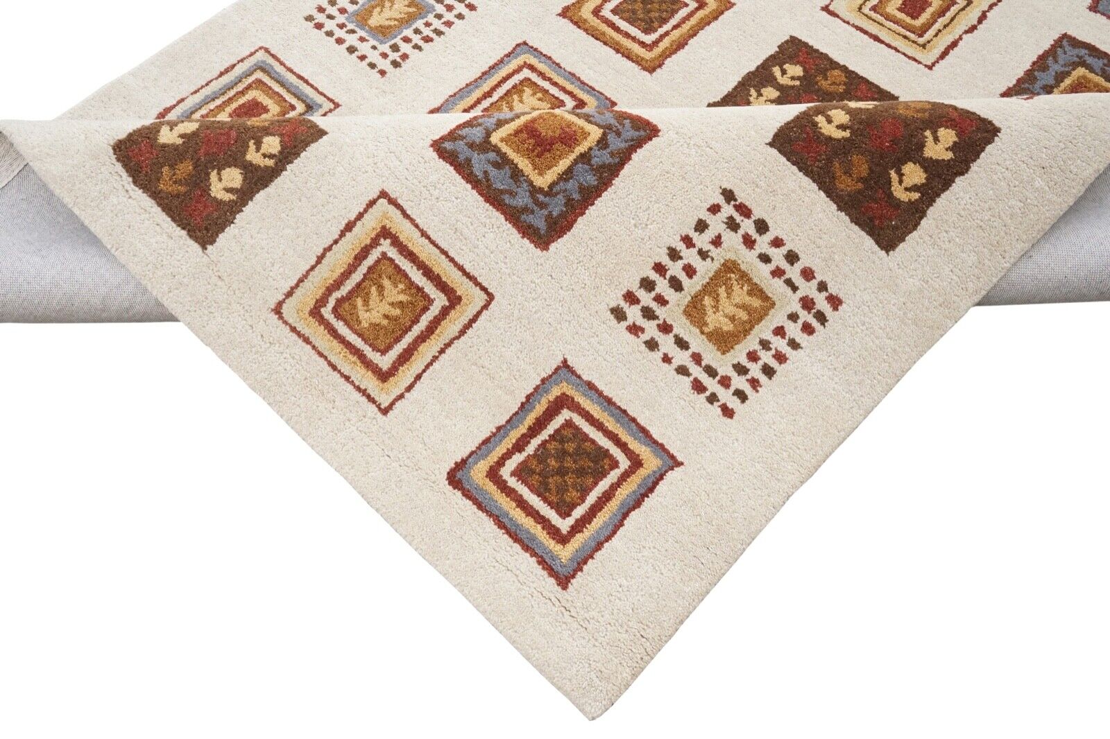 Teppich 100% Wolle Beige Braun 160X230 cm Orientteppich Handgetuftet HT320u