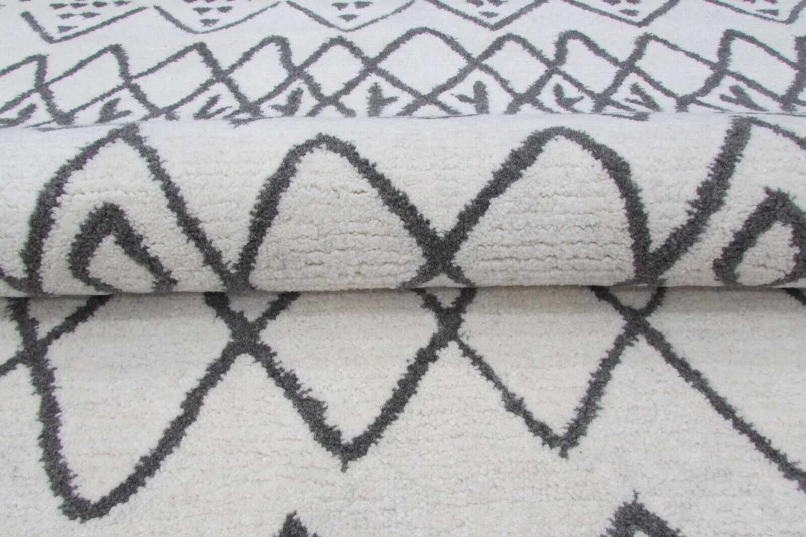 Wohnzimmer marokko Design Handgetuftet Teppich 100% Wolle Beige Grau 160X230 cm