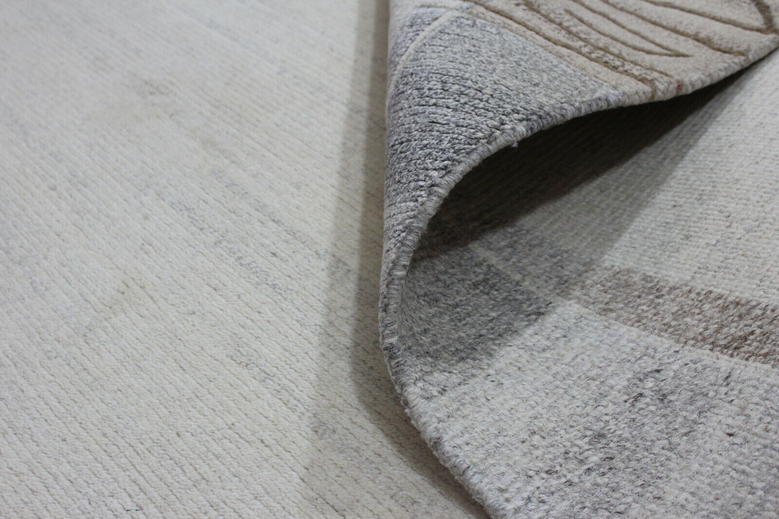 Nepal Teppich Handgeknüpft Beige Grau 100% Wolle Orientteppich 163x233 cm N69