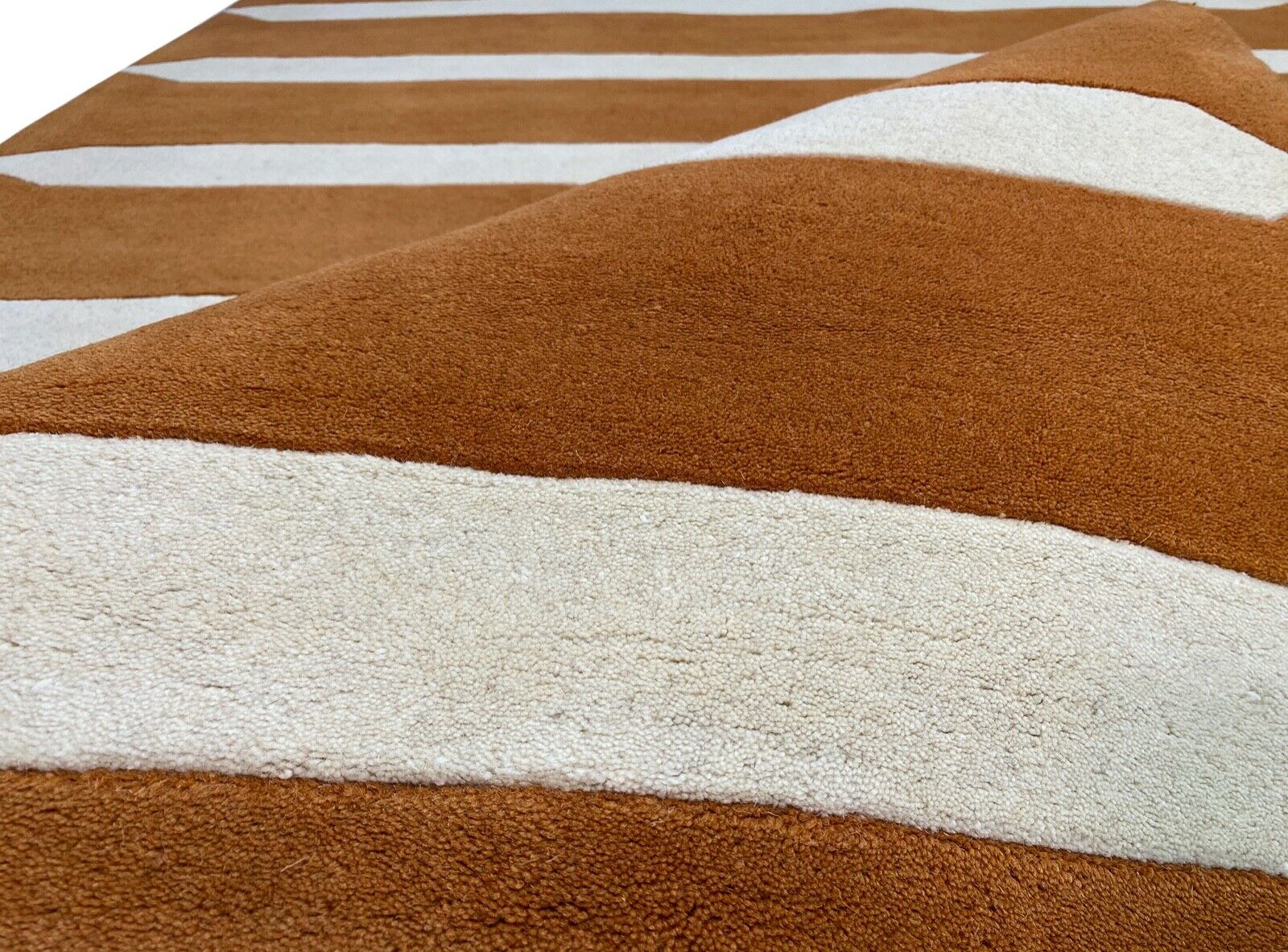 Orientteppich Rost Beige 100% Wolle Handgetuftet Bronzefarbe Teppich 155X245 CM