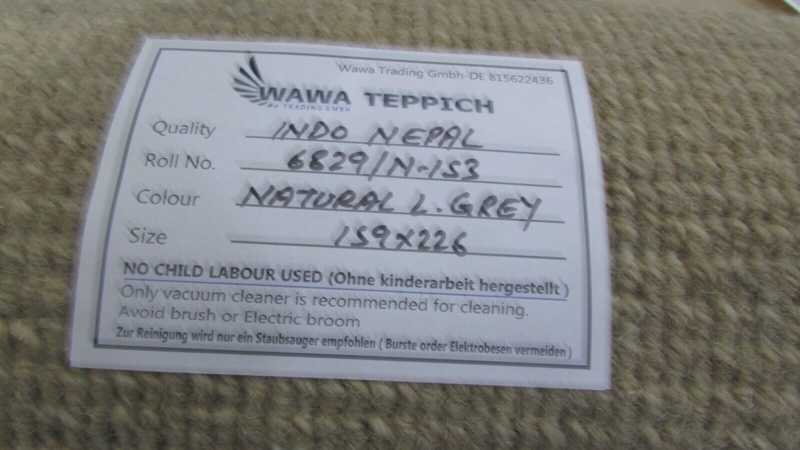 Nepal-matto, käsin solmittu beige, 100 % villaa, itämainen matto, ruskea, 159 x 226 cm, N-153