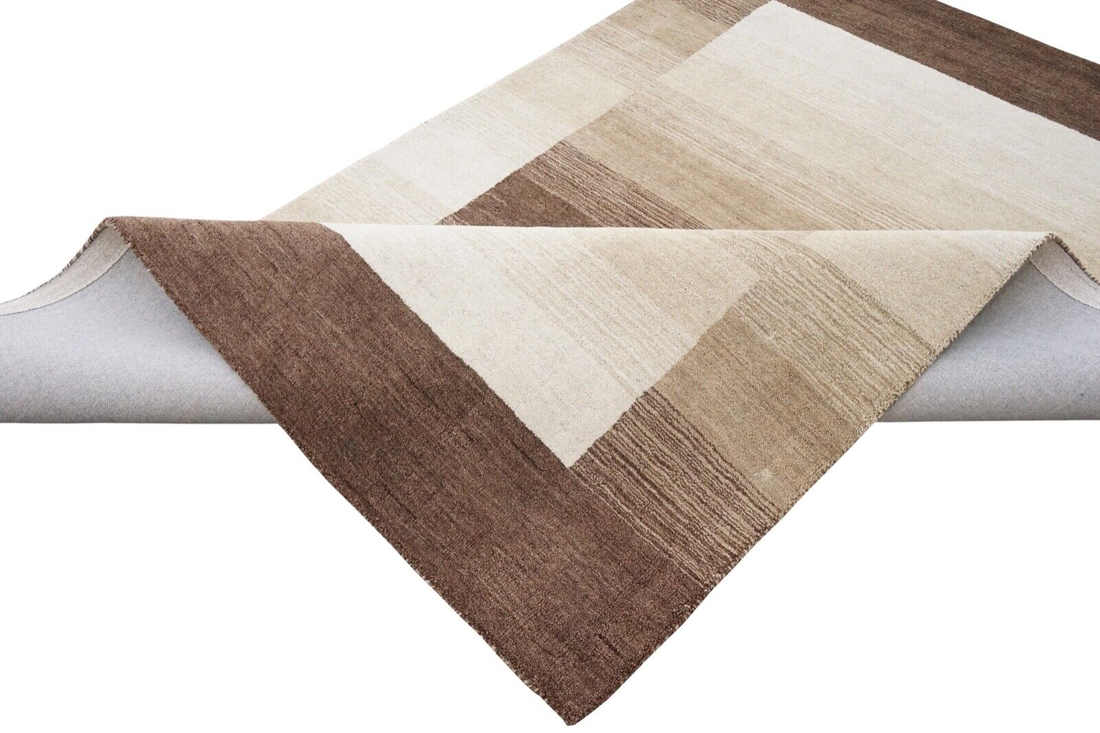 Teppich 100% Wolle Braun Beige 160X230 cm Orientteppich Handgetuftet HT312