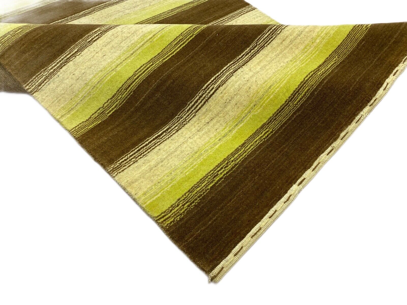 Teppich 100% Wolle Braun Beige Gelb Gabbeh lori Handgewebt 119x185 cm S76