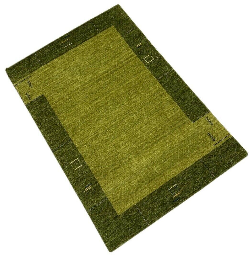 Gabbeh Teppich Grün 100% Wolle Handgewebt Orientteppich Lori 125x180 cm WR110
