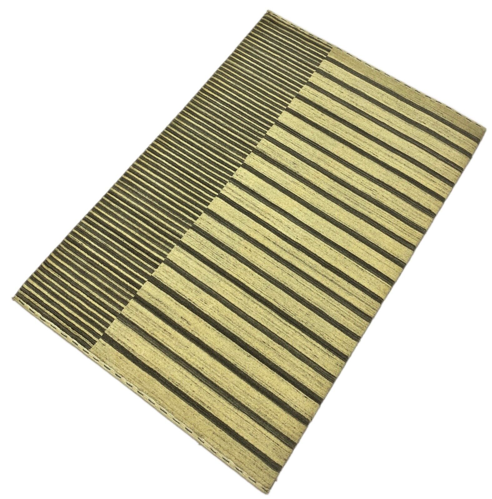 Gabbeh Teppich 100% Wolle Grau Beige loom lori Handgewebt 125x185 cm S139