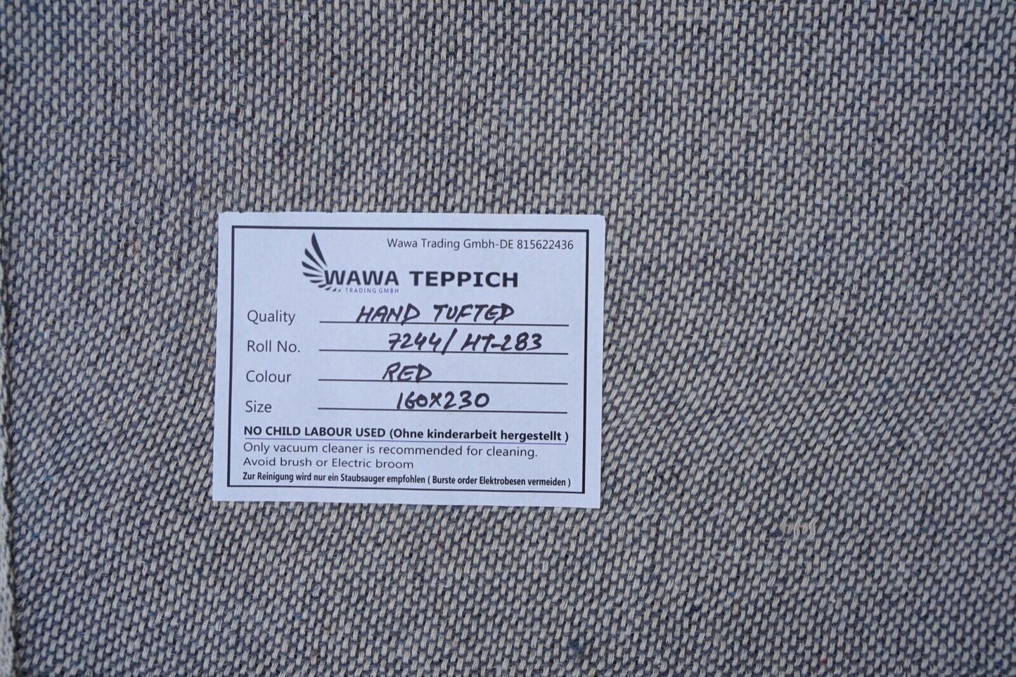 Rot Teppich 100% Wolle 160X230 cm Orientteppich Handgetuftet HT283