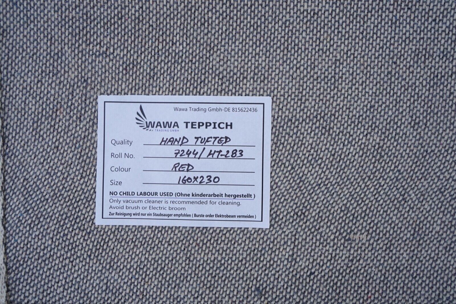 Rot Teppich 100% Wolle 160X230 cm Orientteppich Handgetuftet HT283