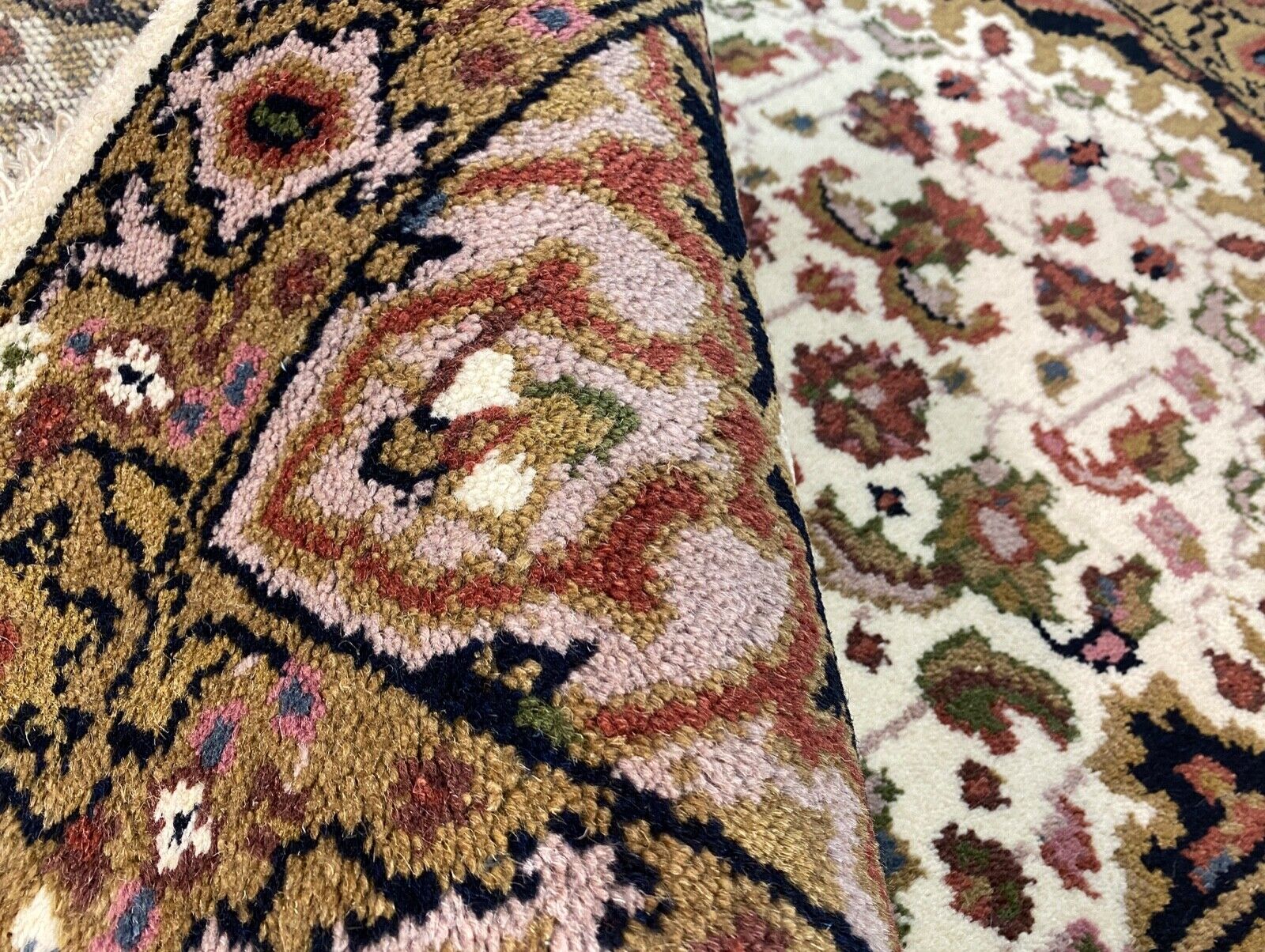 Beige Teppich Wolle Handgeknüpft Orientteppich 100% Schurwolle 70X140 cm D8