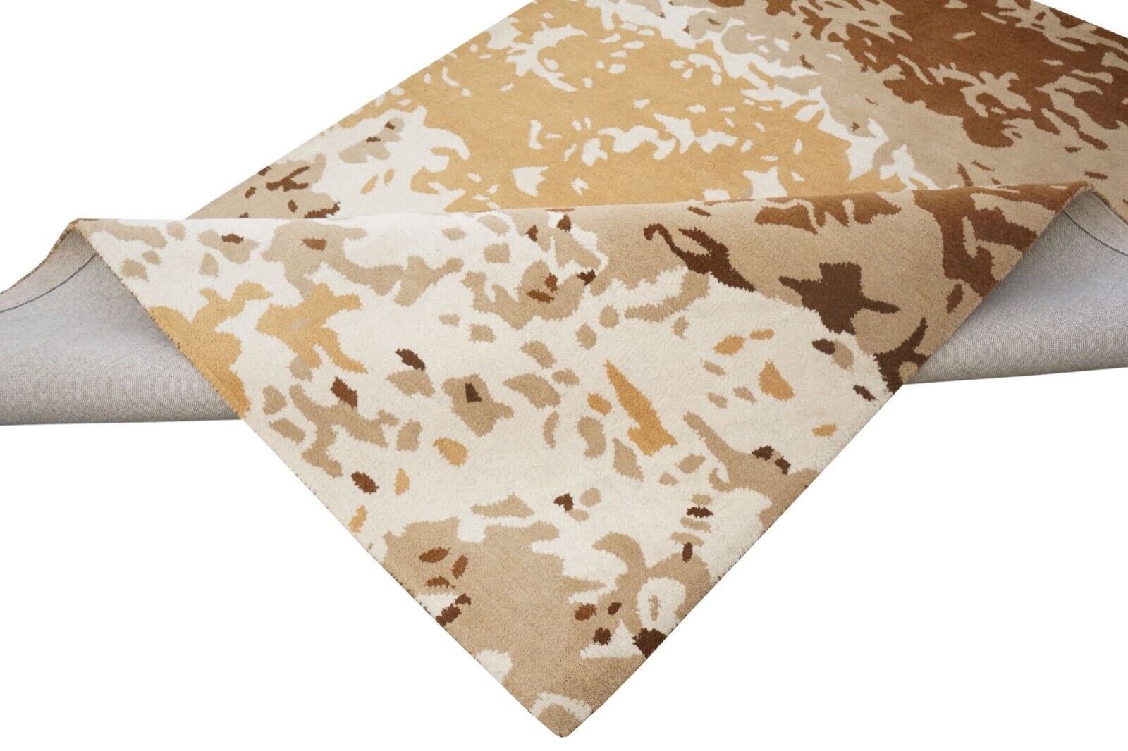 Teppich 100% Wolle Beige Gold Braun 160X230 cm Orientteppich Handgetuftet HT402