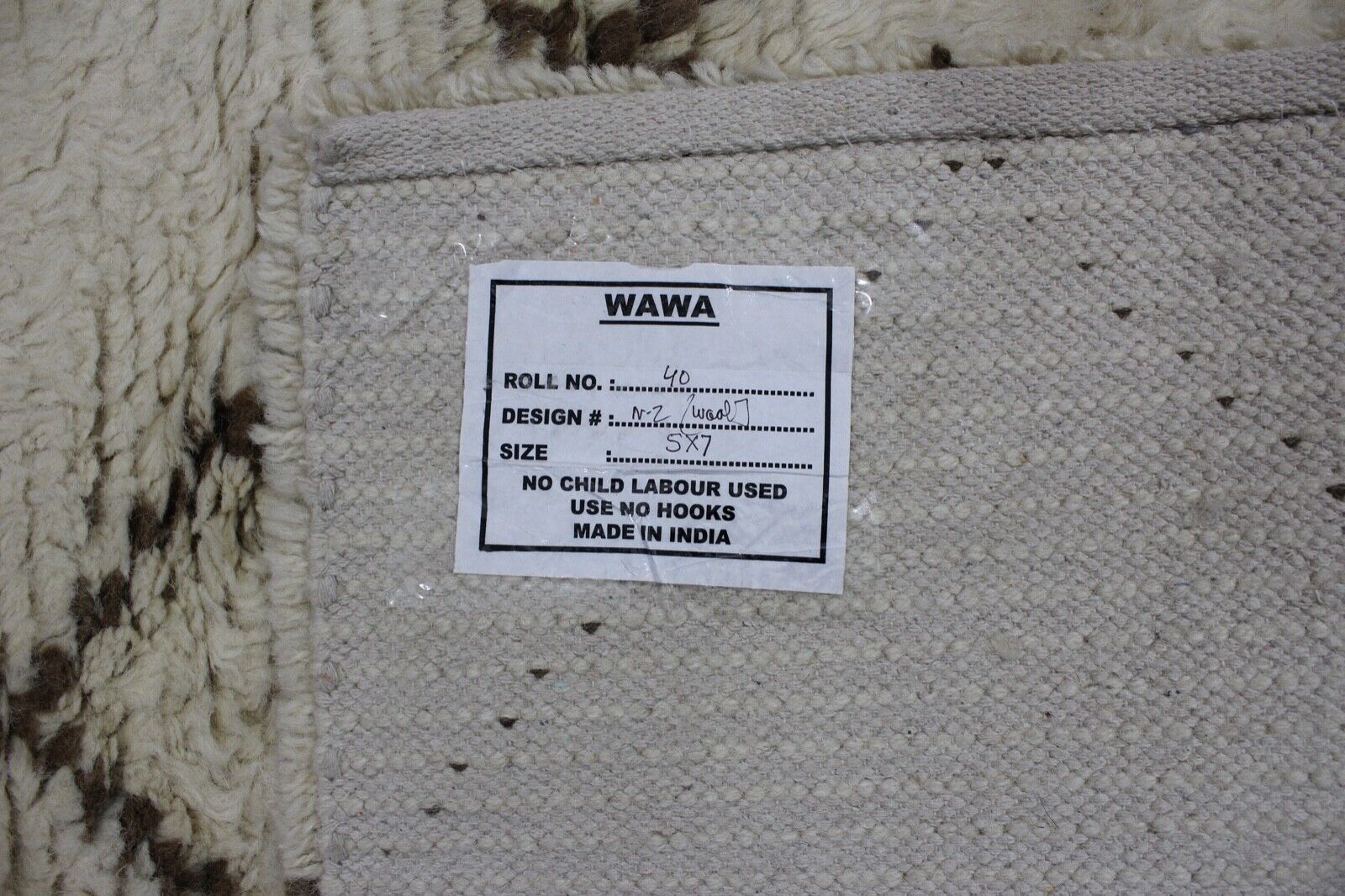 Teppich 100% Wolle Marokko Beige Elfenbein Handgewebt Orientteppich R40