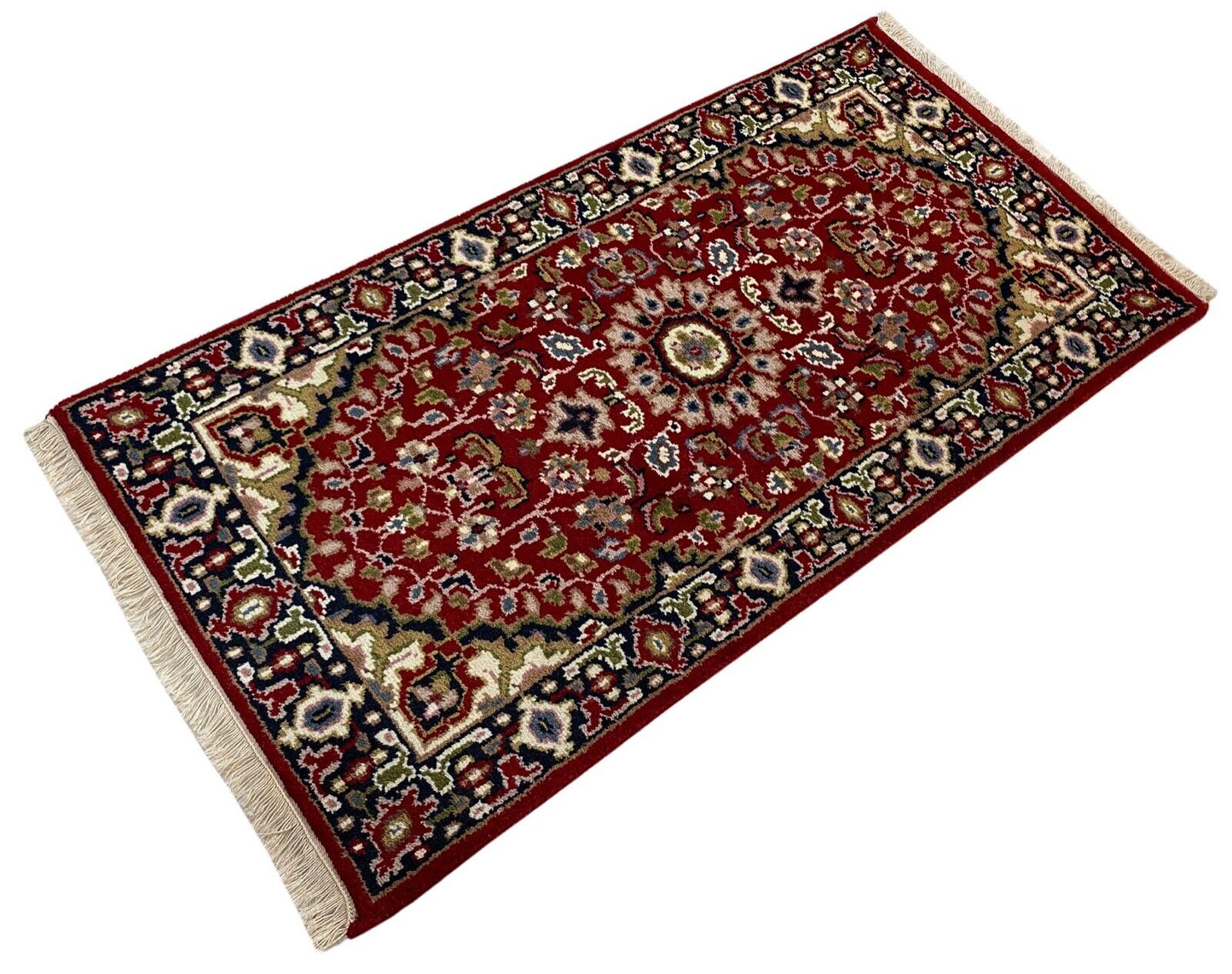 Rot Teppich Wolle Fußmatten Handgeknüpft 100% Schurwolle 70X140 cm D7