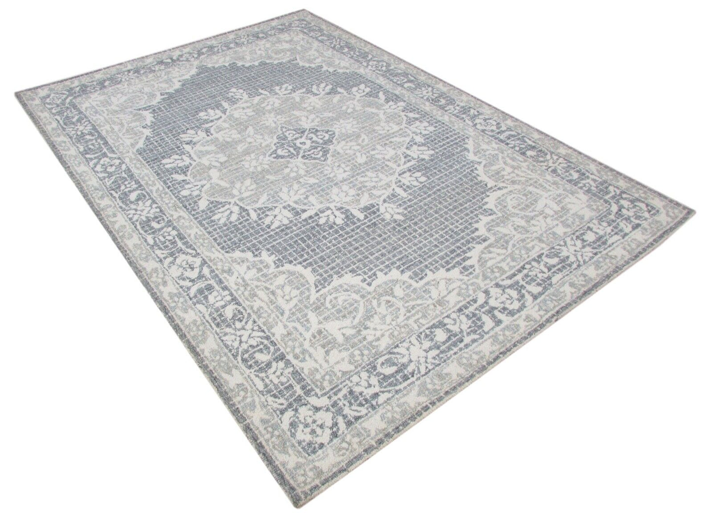 Gray Beige 160X230 cm Teppich 100% Wolle Orientteppich Handgetuftet T796