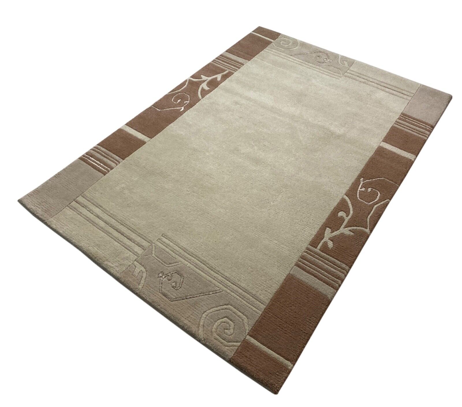 Indo Nepal Teppich Handgeknüpft Beige Braun 120X180 cm Wolle Orientteppich