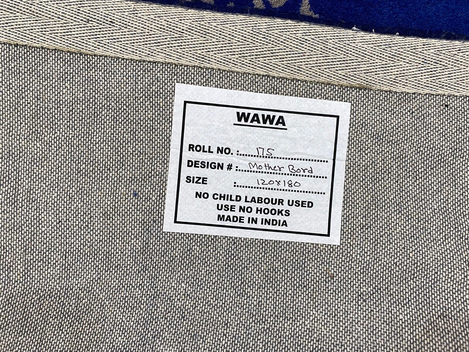 Tappeto blu 120x180 cm 100% lana fatto a mano con pannello principale tuftato a mano