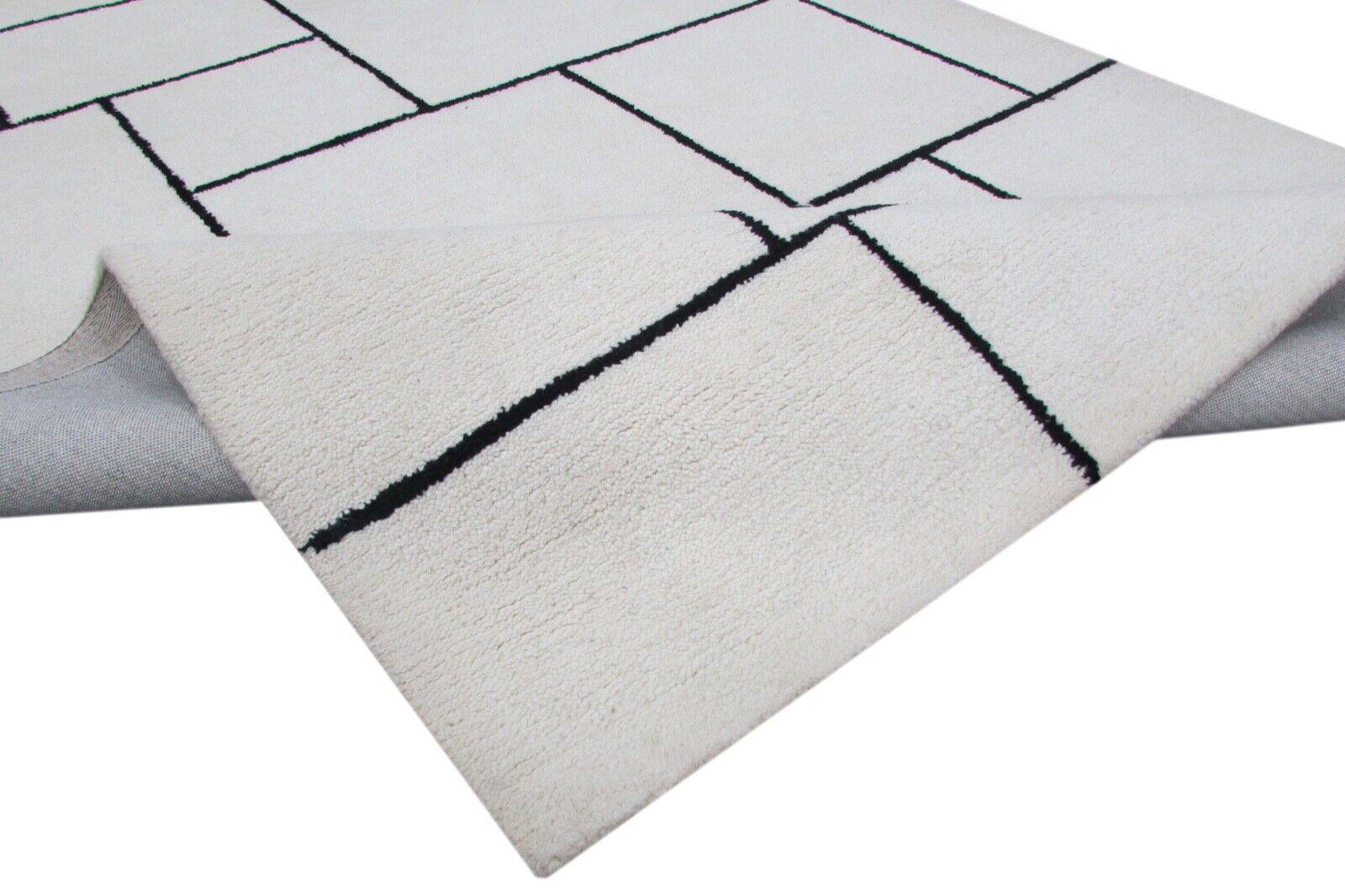 Beige Teppich 100% Wolle 160X230 cm Handarbeit Handgetuftet T853