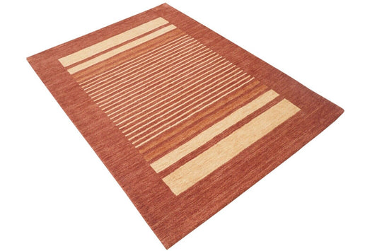 Orange Rot Beige 140X200 cm Teppich 100% Wolle Orientteppich Handgetuftet HT616