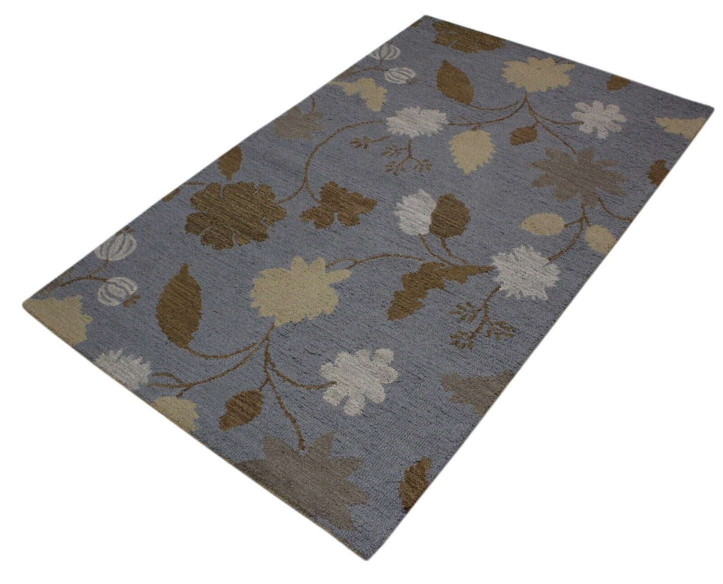 Teppich 100% Wolle Türkis Braun Orientteppich 150X240 cm Handgetuftet MH943