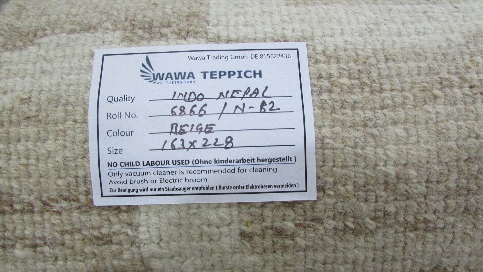 Nepal Teppich Handgeknüpft Beige Grau 100% Wolle Orientteppich 163x228 cm N-82