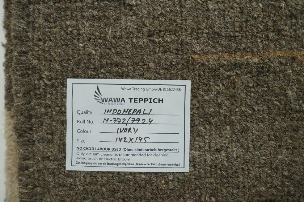 Beige Braun Nepal Teppich Handgeknüpft 100% Wolle Orientteppich 140X200 cm N772