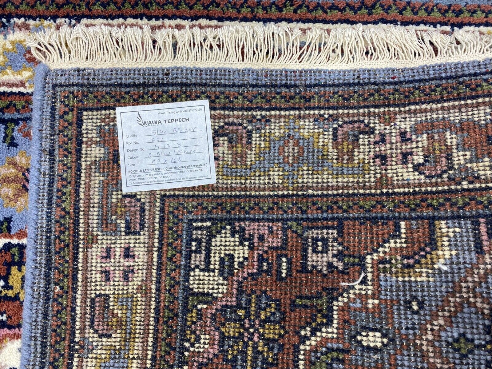 Světle modrý vlněný koberec, ručně vázaný orientální koberec, 100% panenská vlna, 90x160 cm, D13