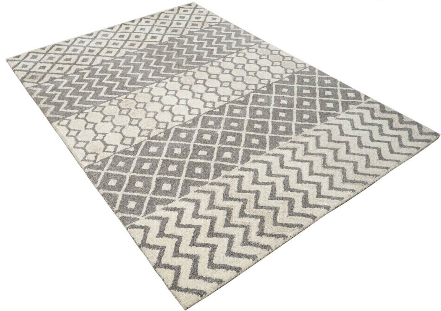 Grau Beige 160X230 cm Teppich 100% Wolle Orientteppich Handgetuftet HT180