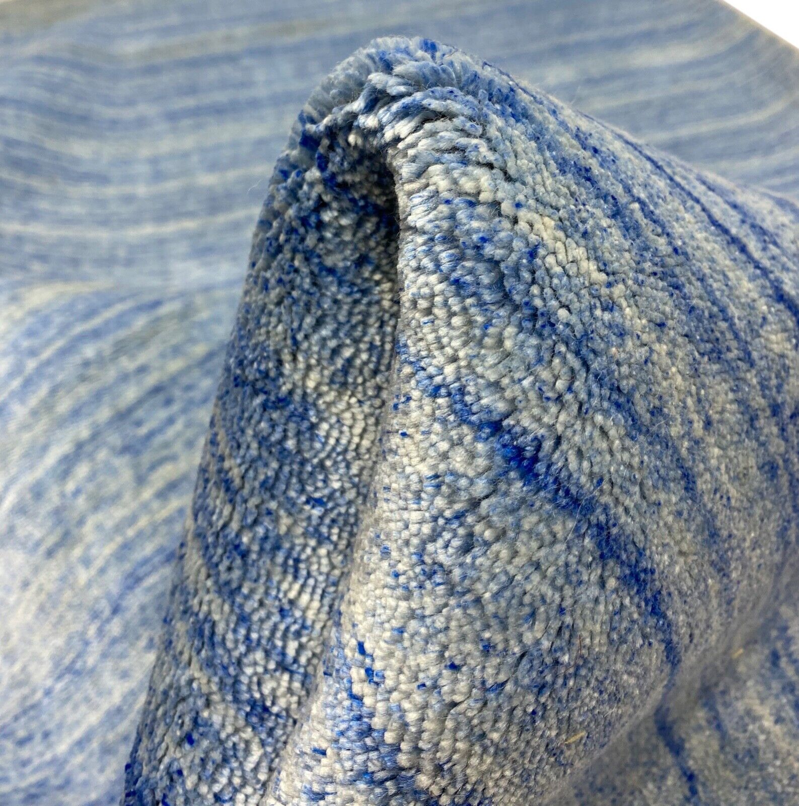 Blau Silber Teppich Gabbeh 100% Wolle loom lori Handgewebt 120x180 cm S169