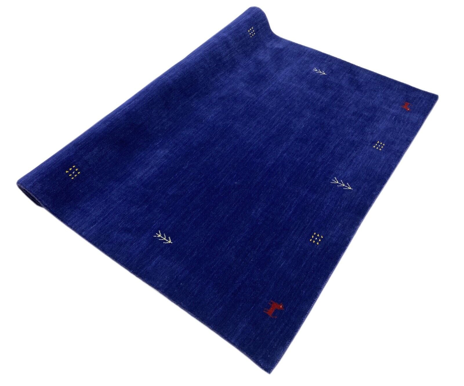 Alfombra azul 100% lana Gabbeh 170x240 cm Alfombra oriental Tejida a mano wr6