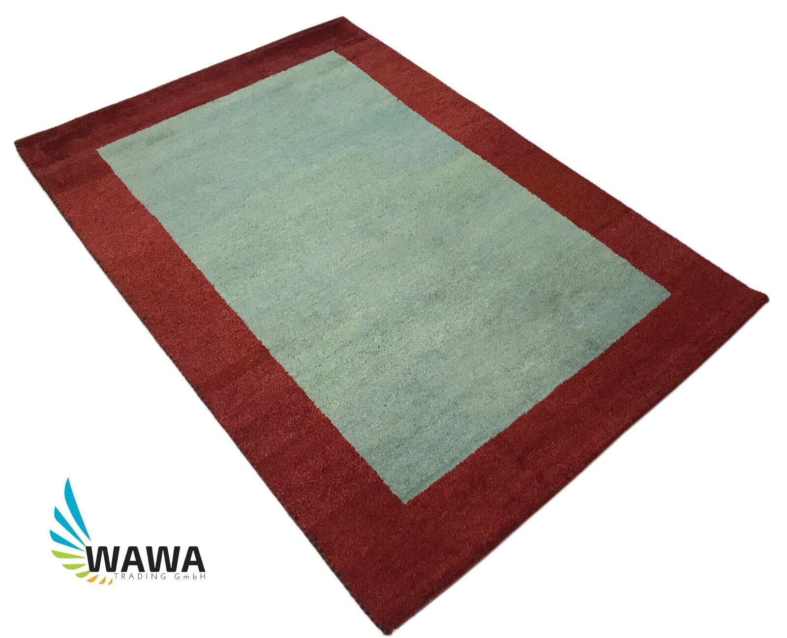 Gabbeh Teppich 120x180 cm Handgeknüpft 100% Wolle Hell Blau Rot Debbich