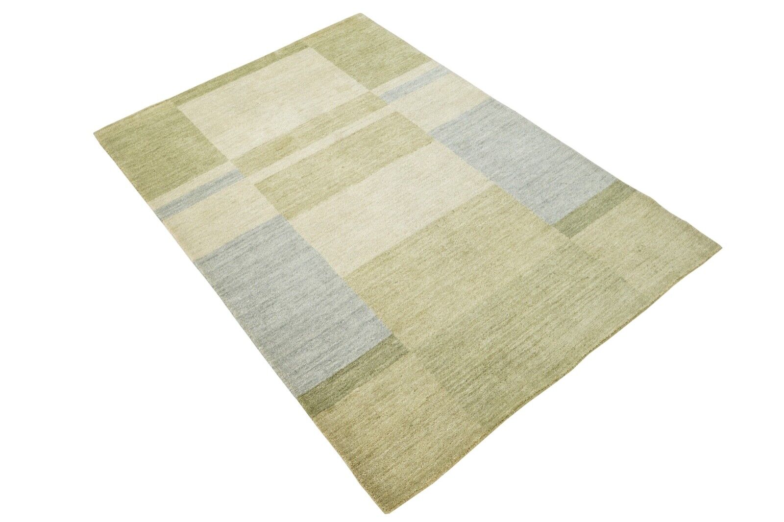 Grün Beige Teppich Handgewebt 100% Wolle 124x180 cm Orientteppich Lori Lr434