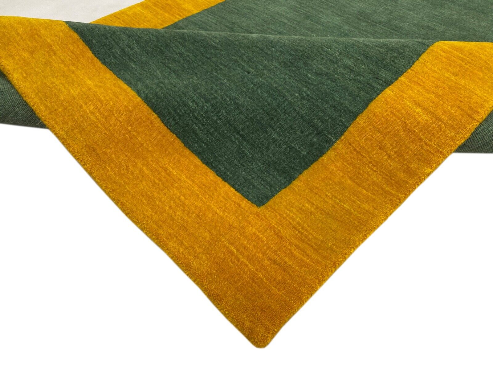 Zeleno zlata preproga 100 % volna Gabbeh 120 x 180 cm ročno tkana dekoracija za dom WR151 