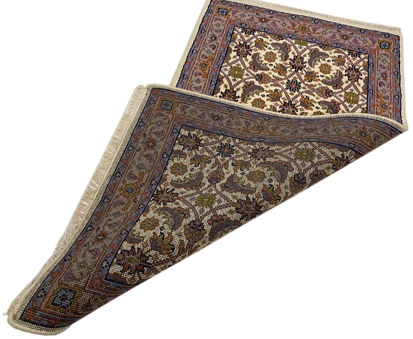 Beige Teppich Wolle Handgeknüpft Orientteppich 100% Schurwolle 90X160 cm D9