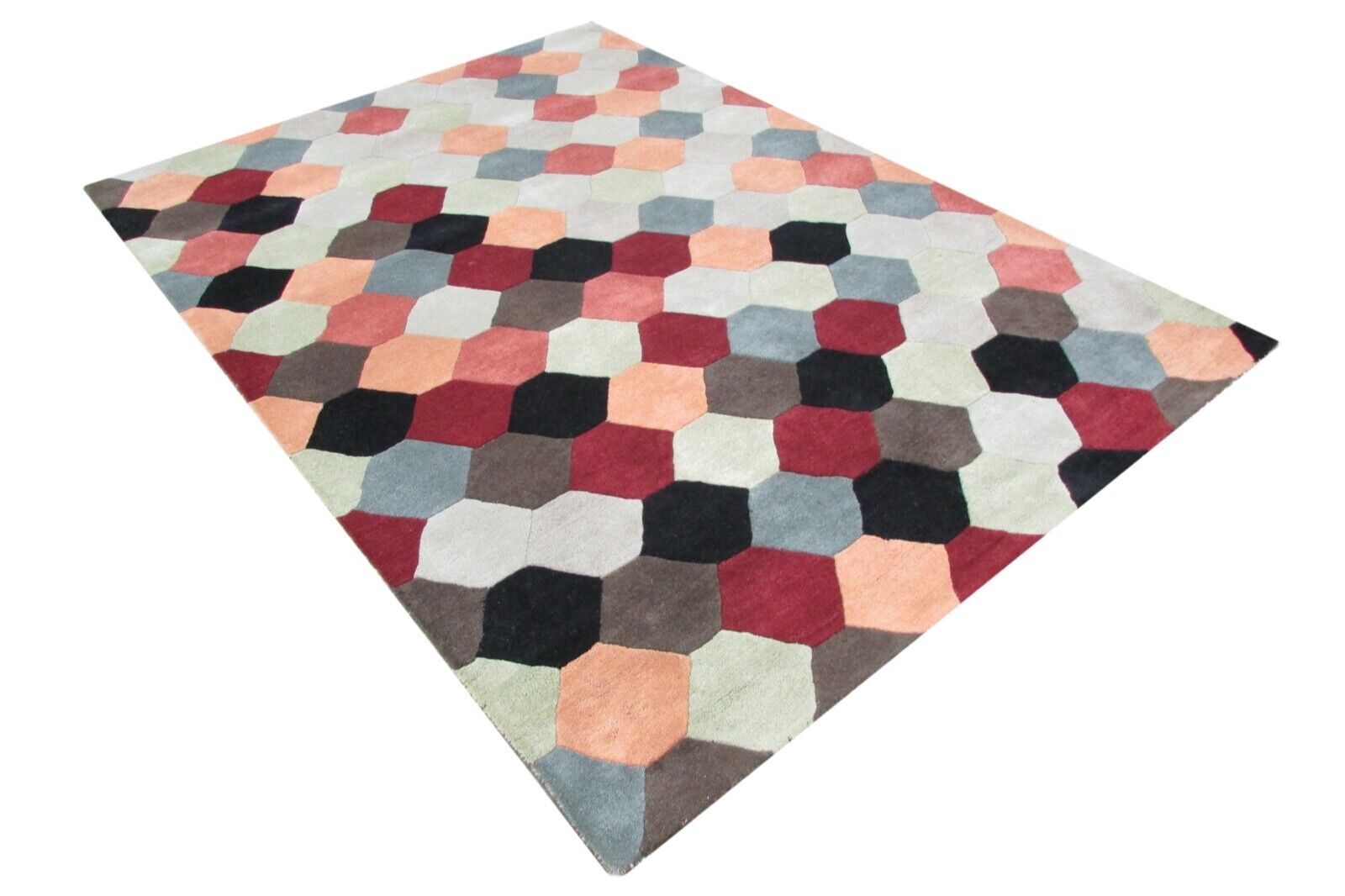 Bunt Teppich 100% Wolle 160X230cm Orientteppich Handgetuftet T788