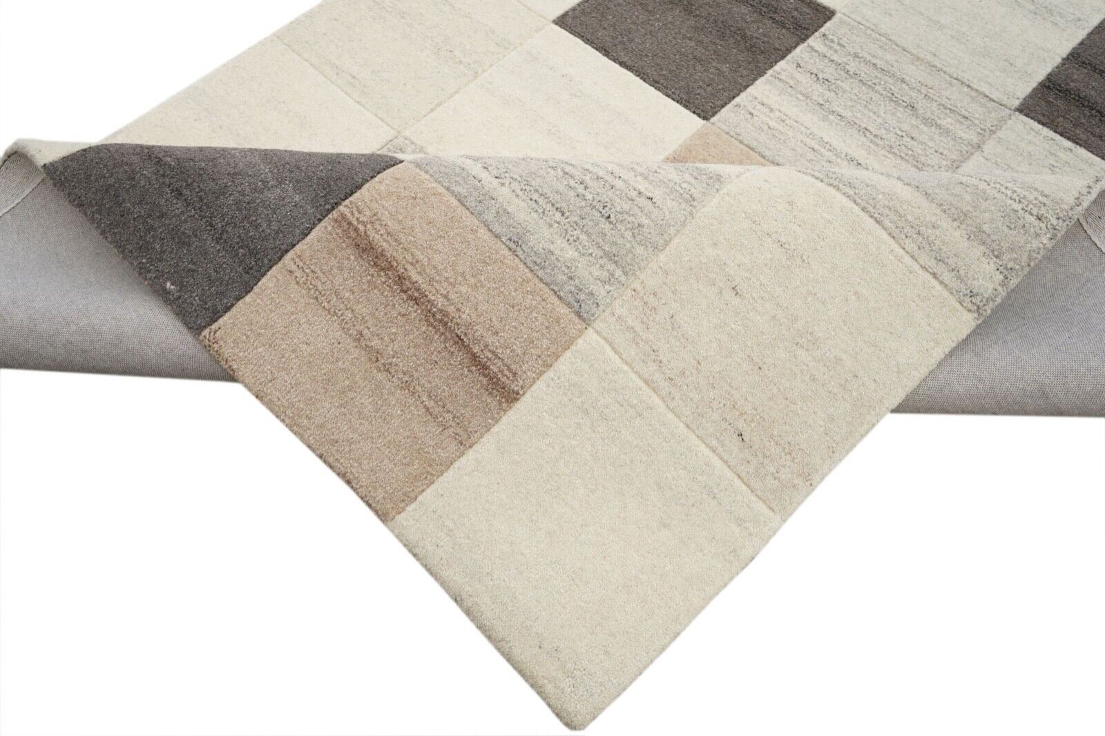 Braun Grau Beige 160X230 cm Teppich 100% Wolle Orientteppich Handgetuftet HT188