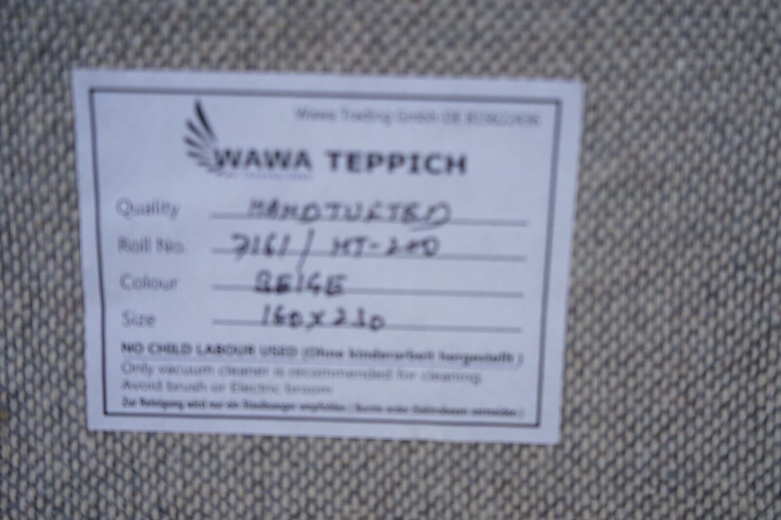 Teppich 100% Wolle Beige Braun 160X230 cm Natürliche Wolle Handgetuftet HT200u