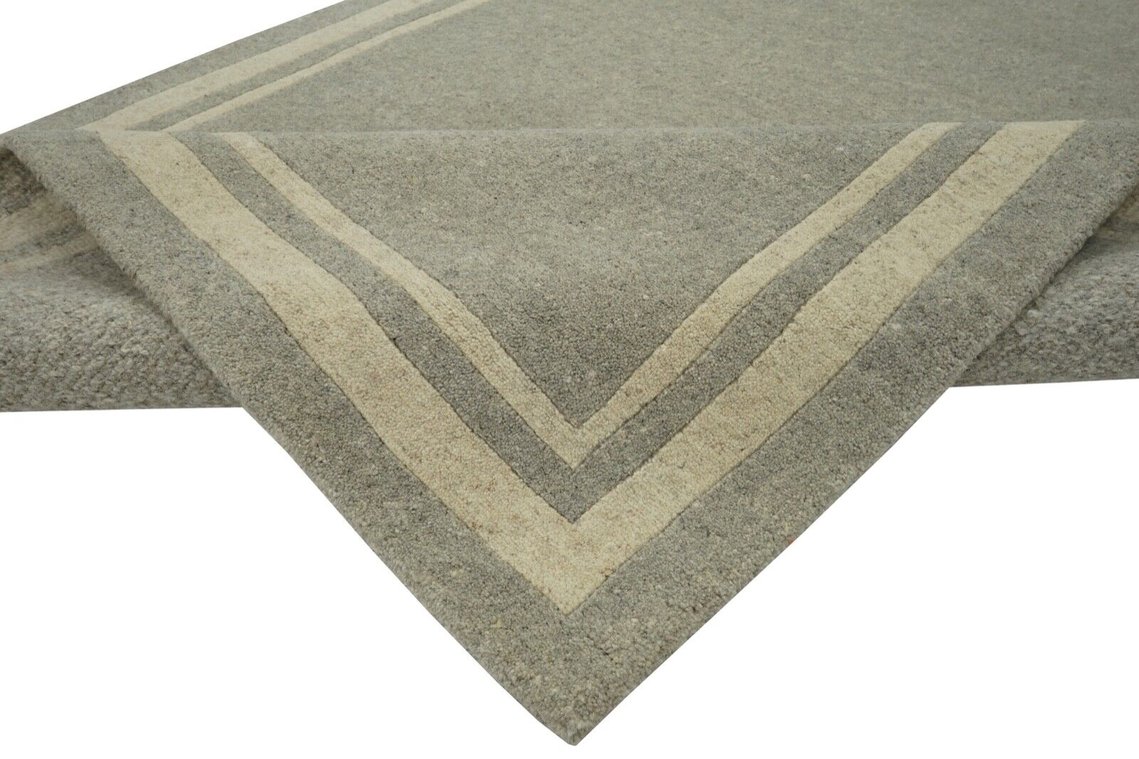 Grau Teppich Indo Nepal Handgeknüpft 100% Wolle 140X200 cm Orienttepich N749