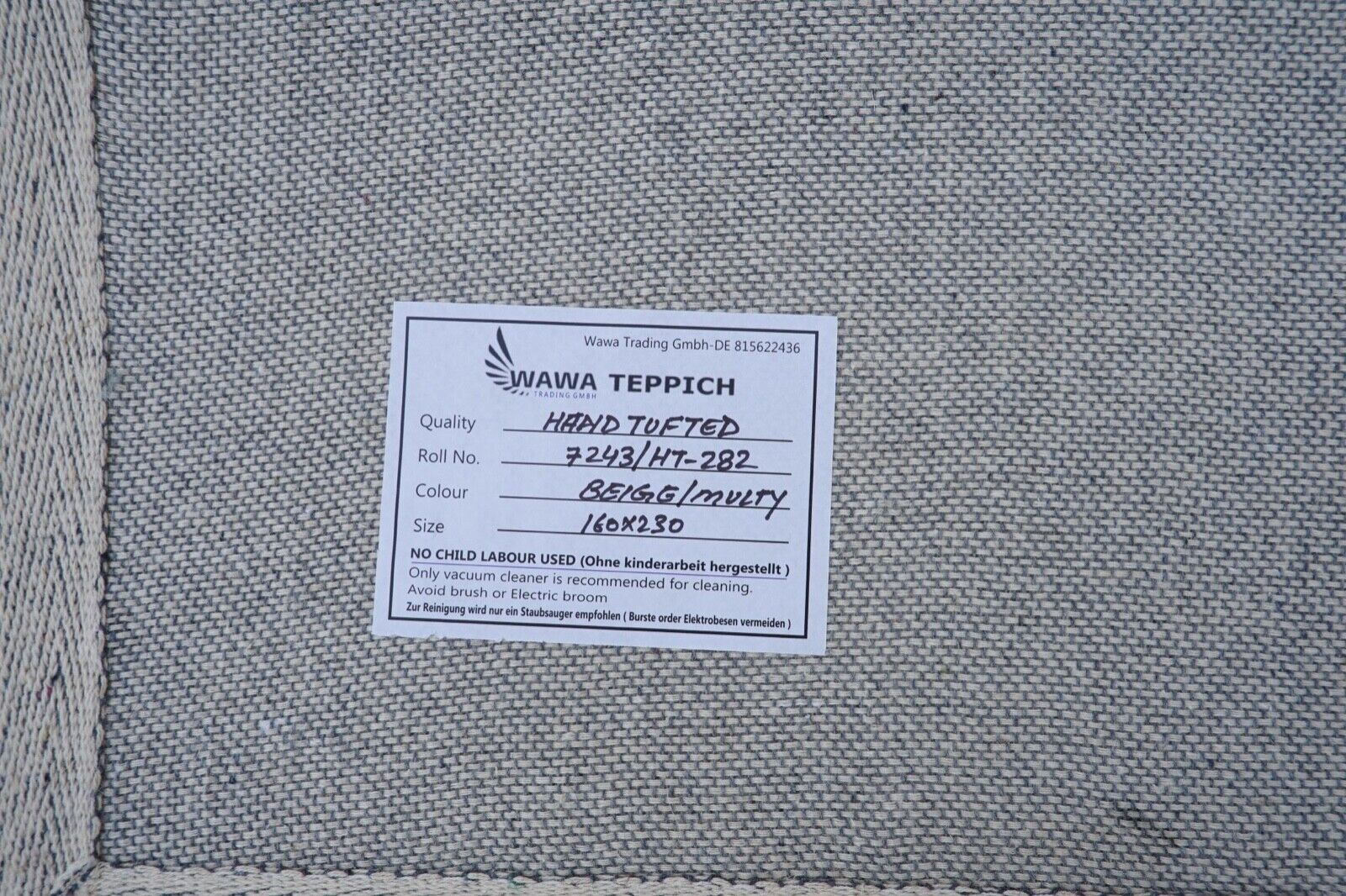 Gabbeh-tapijt, beige/ivoor, 160x230 cm, 100% wol, handgetuft, HT282