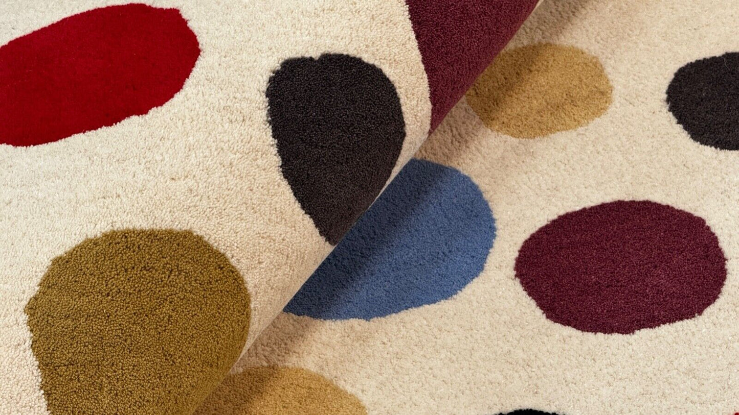 Wohnzimmer Teppich 100% Wolle Beige 200X200 cm Orientteppich Handgewebt CD 2