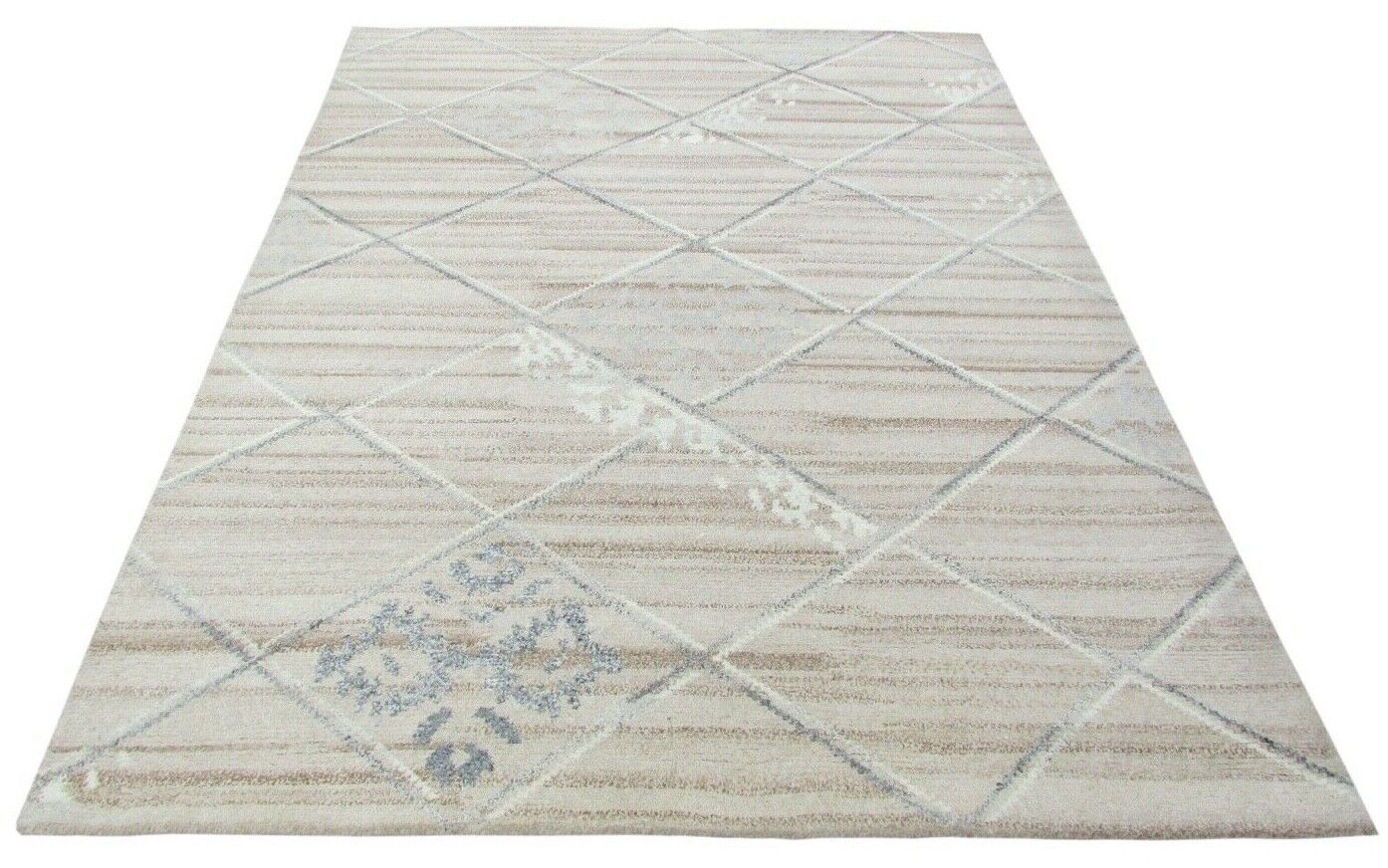 Nepal Teppich Handgeknüpft Beige Braun 100% Wolle Orientteppich 165x227 cm N-39