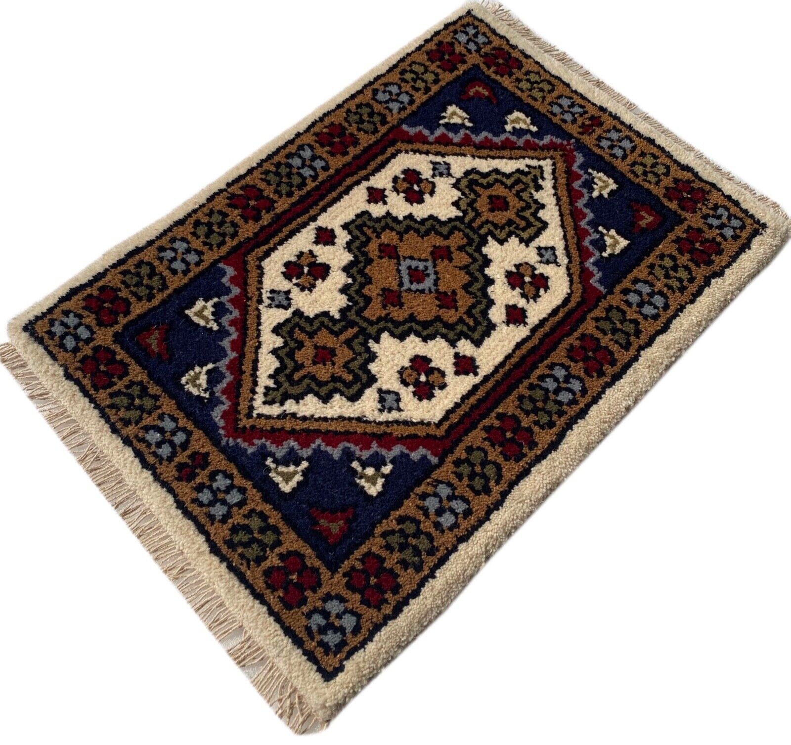 Brücke 40X60 CM Handgeknüpft Teppich Fußmatten Automatten 100% Wolle Blau 4P