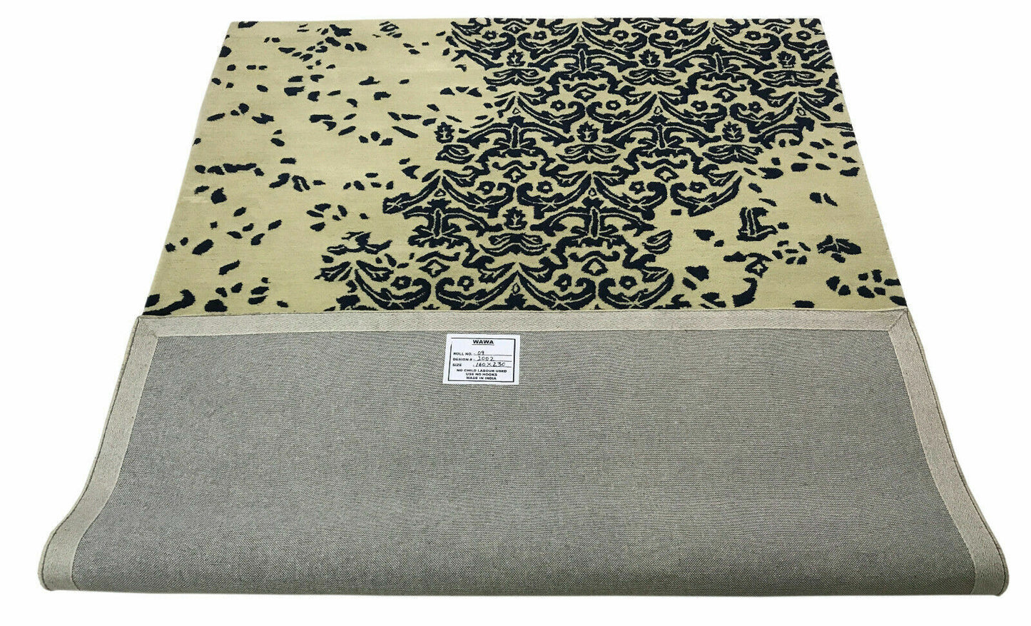 Beige Blau Teppich 100% Wolle 160X230 CM Orientteppich Handgetuftet Debbich