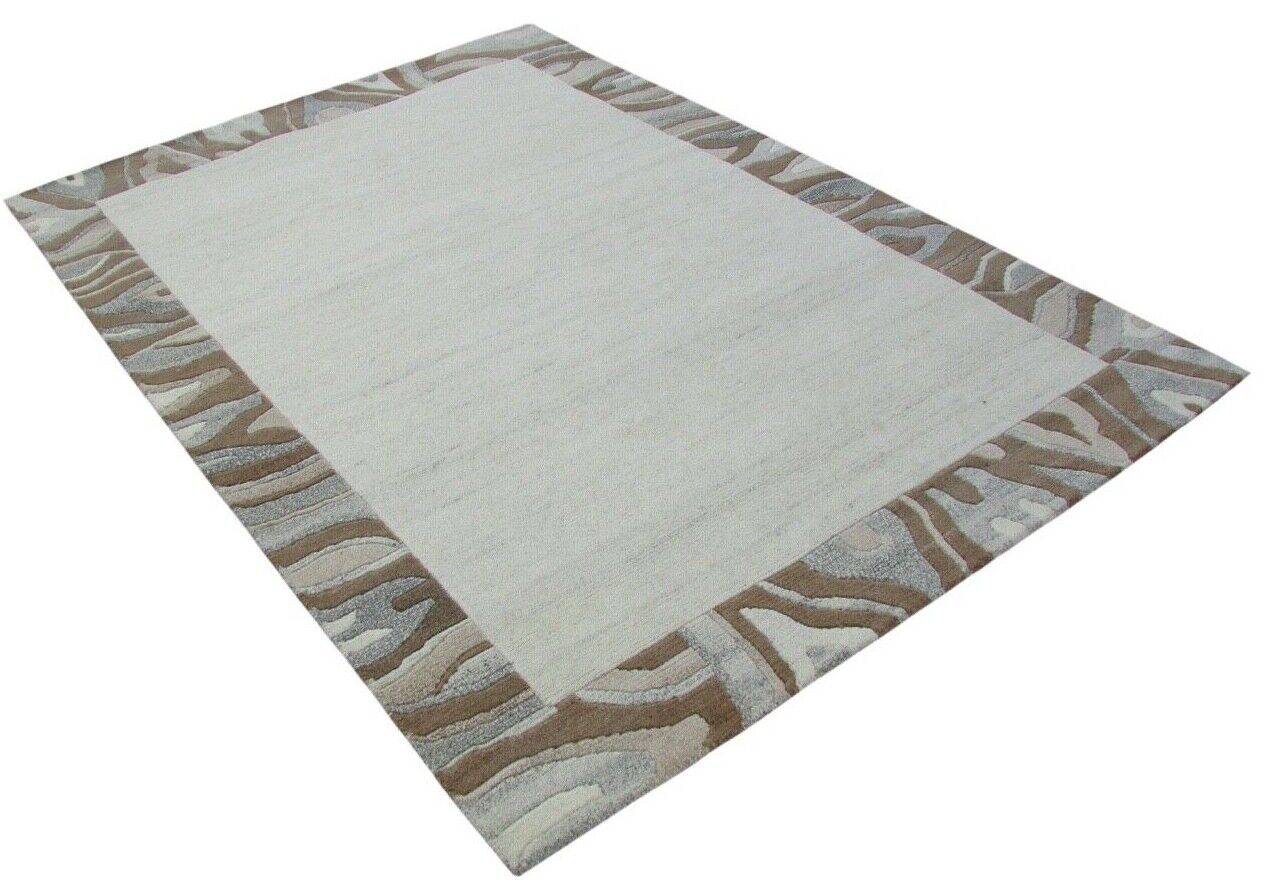 Nepal Teppich Handgeknüpft Beige Braun 100% Wolle Orientteppich 160x228 cm N-24