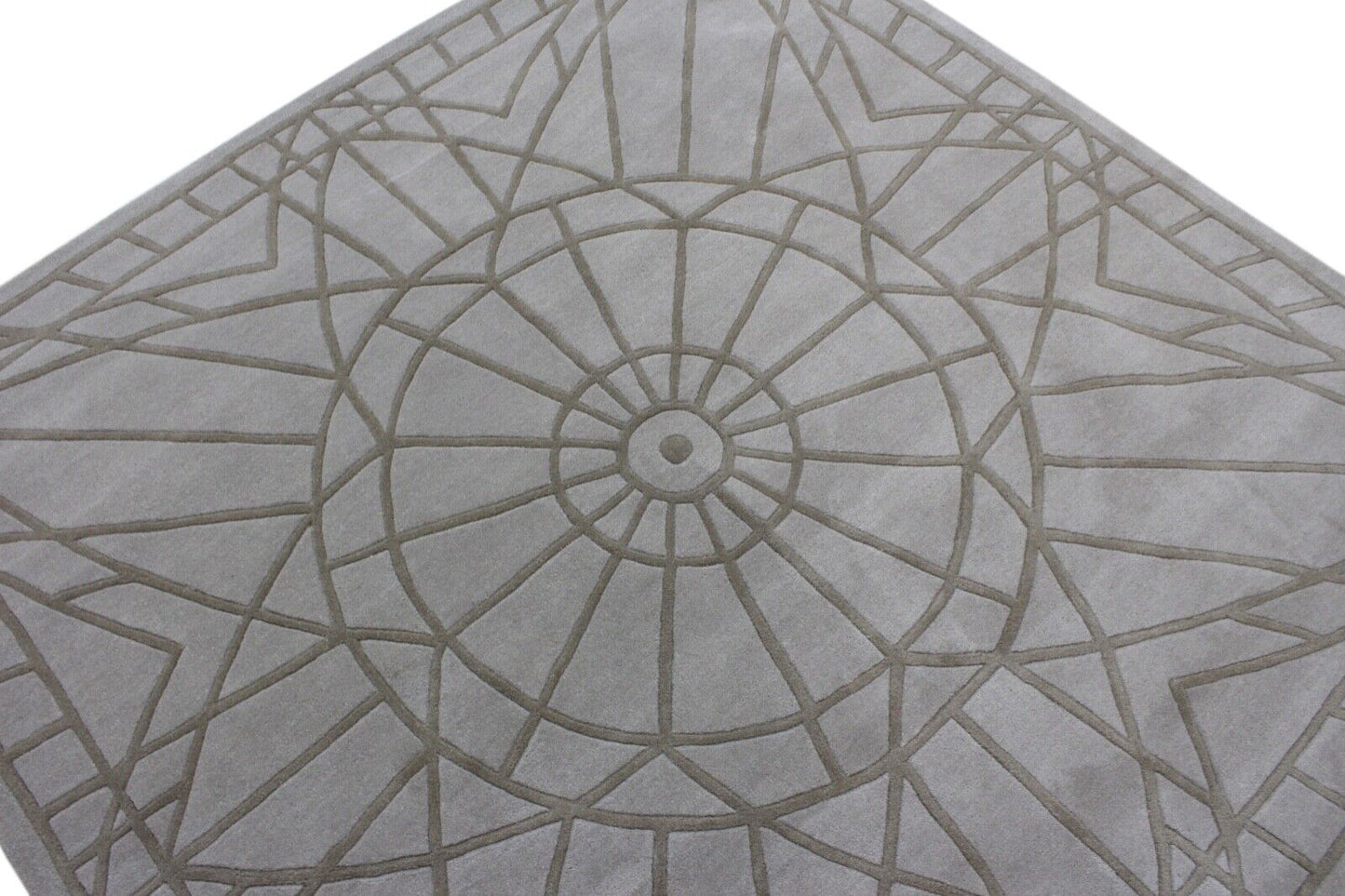 Teppich 100% Wolle Grau Modern Wohnzimmer Beige 200X200 CM Handgetuftet WT3