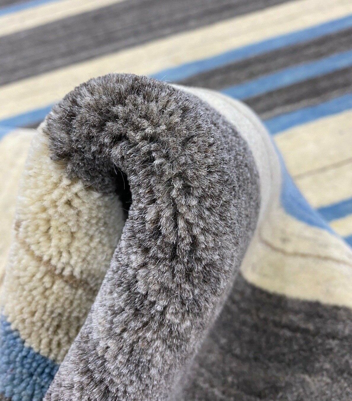 Teppich Gabbeh Beige Grau Blau 100% Wolle loom lori Handgewebt 129x182 cm S14